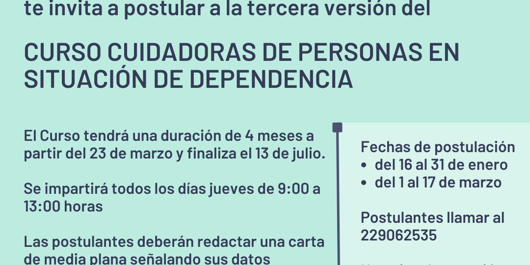 Afiche tercer Curso Cuidadoras FPAPM